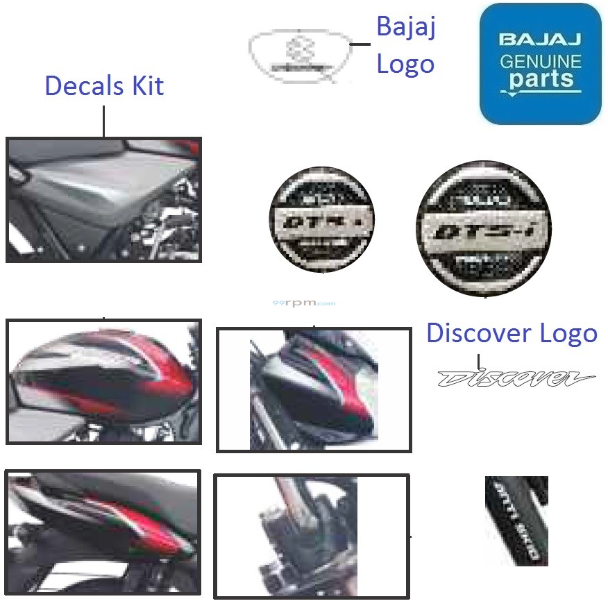 Bajaj Discover 110 & Discover 110 CBS BS4: Decal, Logos and Stickers Kit